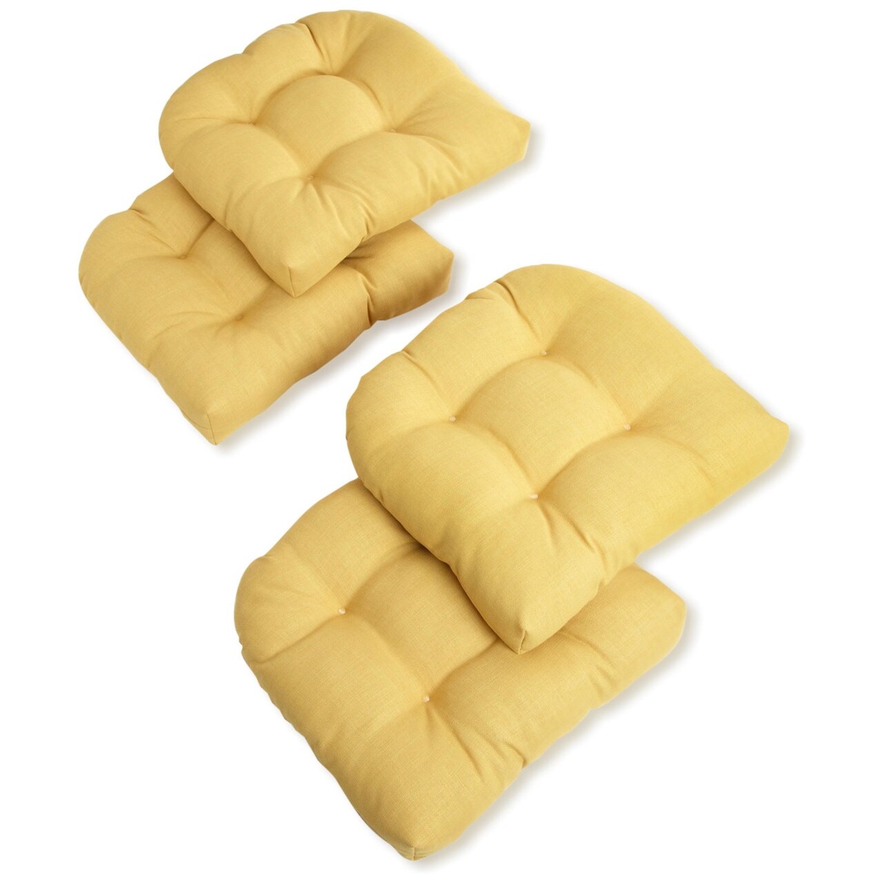 19-inch U-Shaped Spun Polyester Outdoor Tufted Dining Chair Cushions (Set  of 4) - Lemon